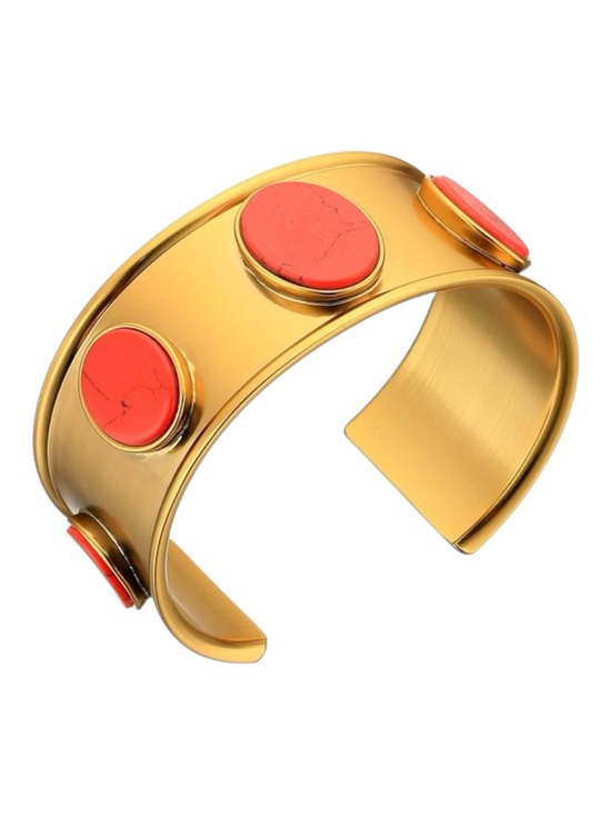 kate spade Jewelry - kate spade Bright and Bold Gold Cuff Bracelet with Coral Red Stones & Dustbag